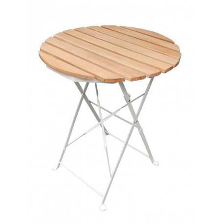 Table lattée bois ronde