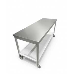 Table Inox 200 x 70 cm sur roulettes