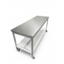 Table Inox 200 x 70 cm sur roulettes