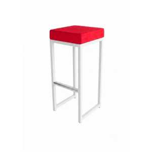 Tabouret Kubo blanc assise rouge