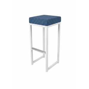 Tabouret Kubo blanc assise bleu