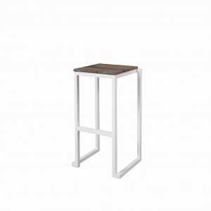 Tabouret Kubo blanc assise vieux bois