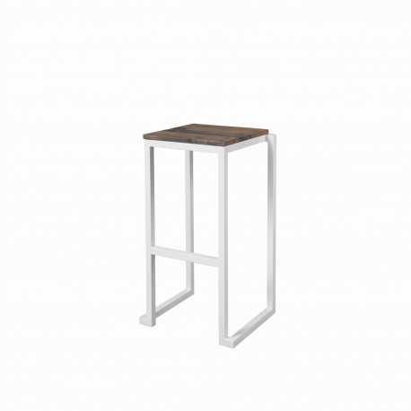 Tabouret Kubo blanc assise vieux bois